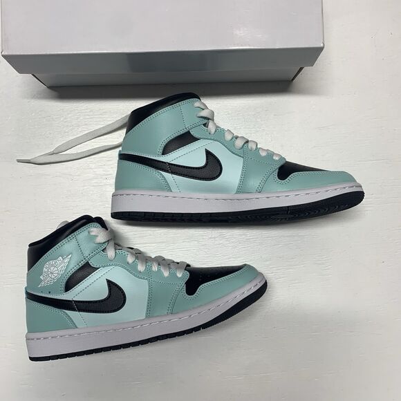 Nike Air Jordan 1 Mid Aqua Black Womens Size 7.5 Shoes Teal Tint NEW W Box - Picture 2 of 11